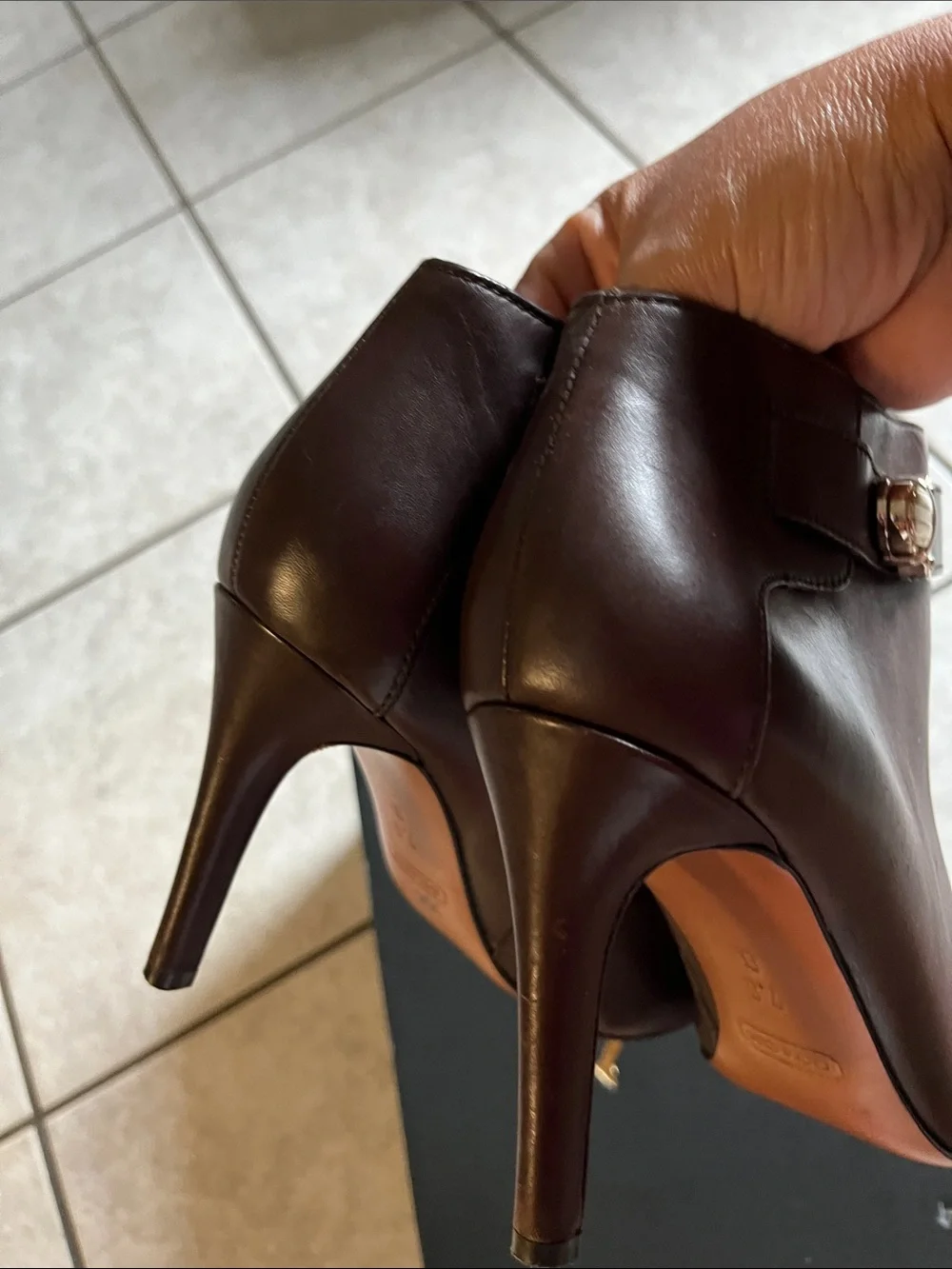 Coach women Brown Leather Chukka Boots with Side Buckle